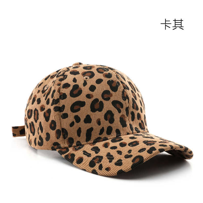 Womens Corduroy Leopard Print Baseball Cap for Autumn and Winter Outdoor Mens Warm and Coldproof Sunshade Cap H251020
