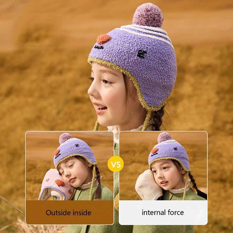 Christmas autumn and winter knitted cute baby yarn hat childrens and girls warm and windproof ear protection hat J251021