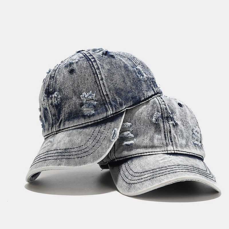 Washed Denim Curved Brim Duck Tongue Cap Mens and Womens Net Red Street Trend Baseball Cap Stage Hip Hop Cap H251020