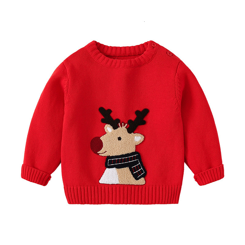 New hot selling children's Christmas sweaters cartoon reindeer boys and girls sweaters fashionable and warm winter thick sweaters