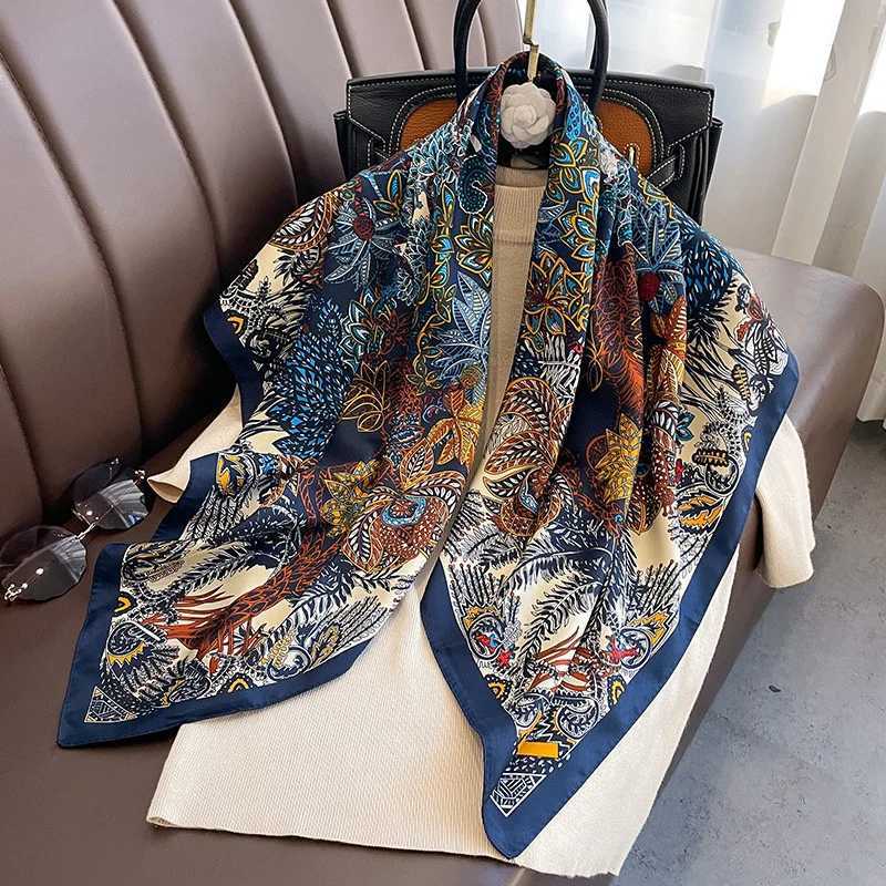 9090cm Square Scarf Twill Cotton Feeling Wen Shawls And Wraps Luxury Print Neck Scarves Hijab Bandana PashminaW251021