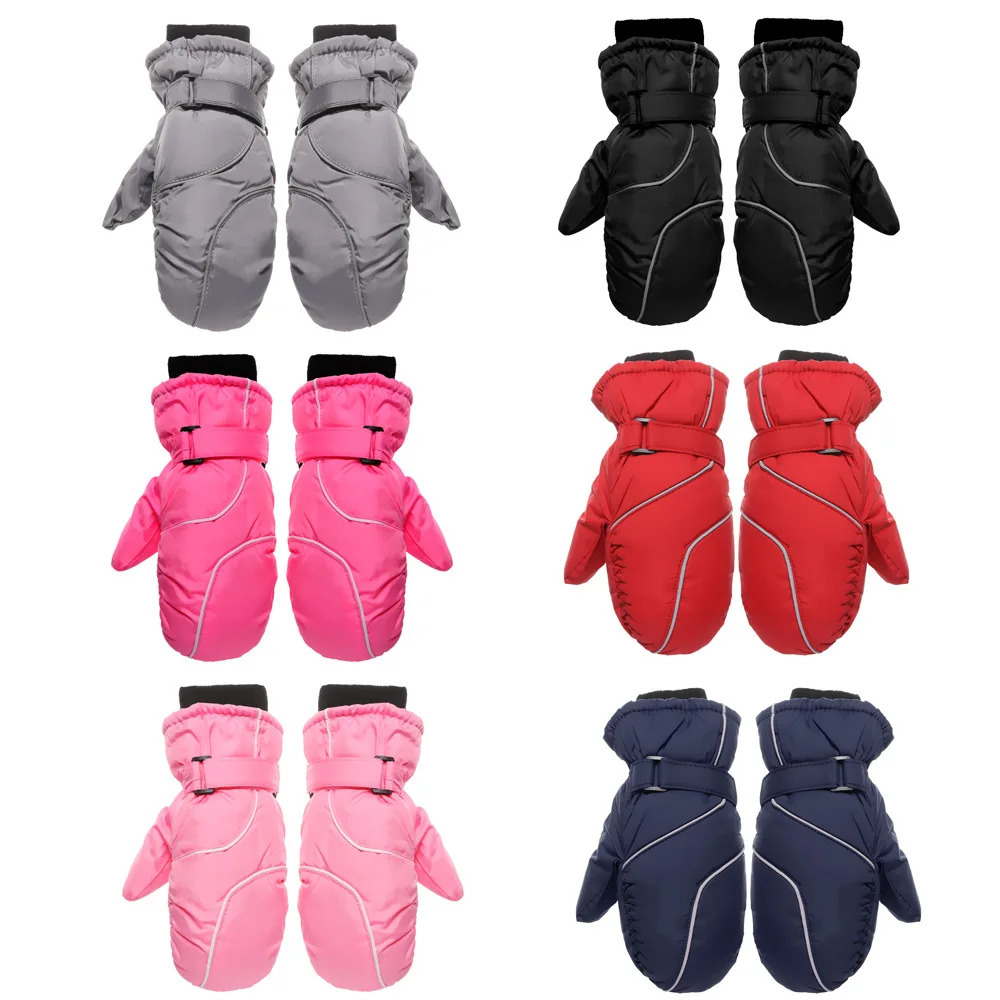 Children Ski Gloves Winter Thicken Warm Boys Girls Full Finger Mittens Nonslip Adjustable Windproof Waterproof For 59Y Kids 251021