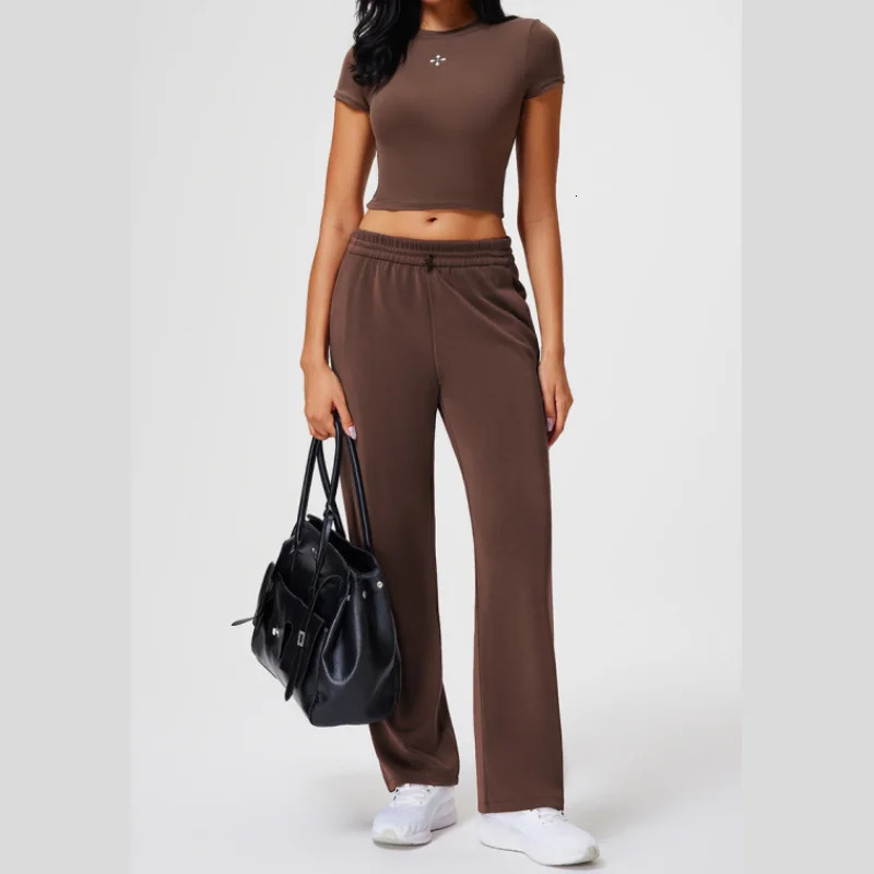 Air Layer High Quality Yoga Pants Women Waist Legging Loose Straight Wide Leg Running Pocket Sport Leisure Workout Leggings 251017