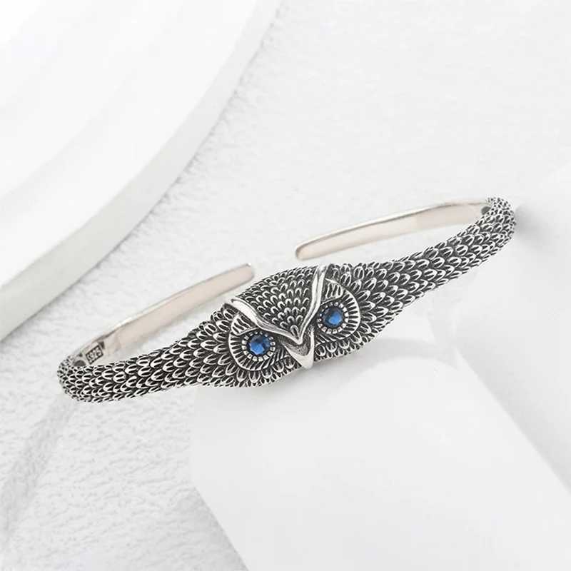 Foxanry Silver Color Owl Geometric Zircon Cuff Bracelet For Women Couples New Fashion Vintage Creative Birthday Jewelry Gifts J251021
