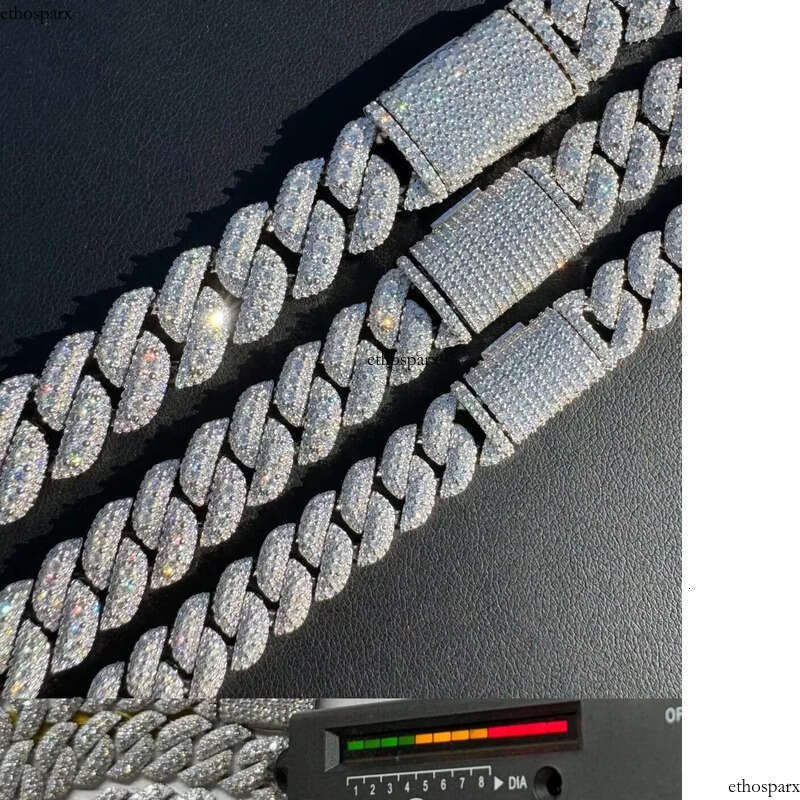 MOISSANITE Sterling Sier 10mm 12mm 14mm Miami Cuban Link Chain Rounded Prong Vintage 16-30 Lengths PASSES DIA Tester