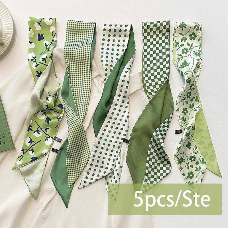 5pcsset Series Silk Satin Scarf Wen Cloth Hair Bands dr Accories Lady Scarves Ribbon Neck Ties for Bag HandW251021