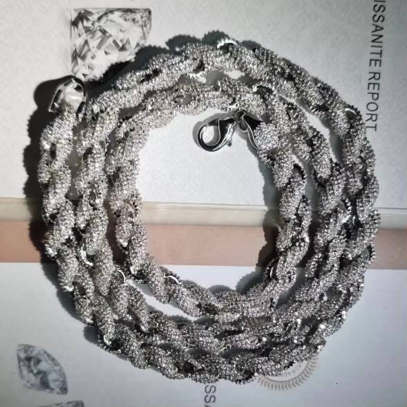 Hip Hop S925 Silver Chain Necklace VVS D Color Moissanite Bracelet Necklace Men Jewelry Cuban Link Iced Out Tennis Rope Chain