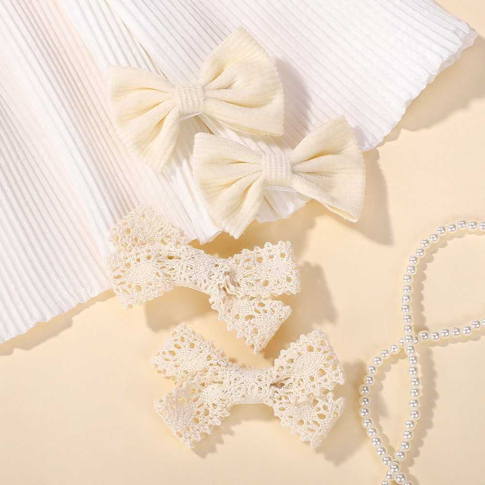 4PcsSet Solid Color lace Hair Clips for Girls Handmade Velvet Bowknot Baby Hairpins Headwear Hair Accessories WholesaleW254021