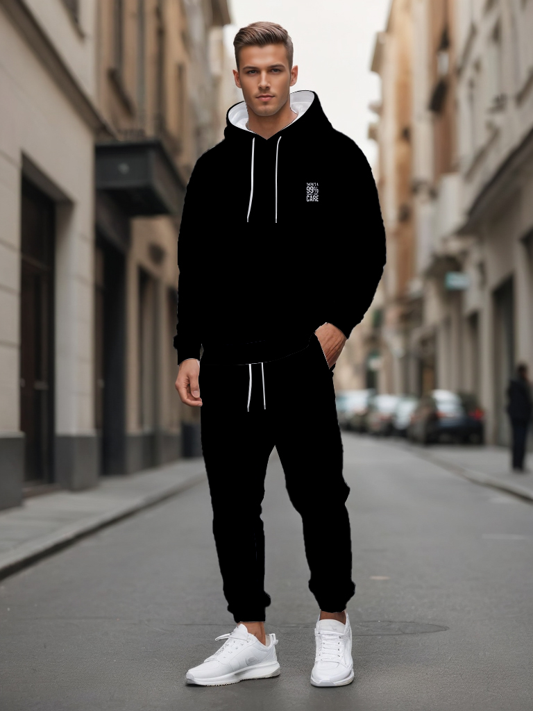 Men's Ankle-Length Knitted Hoodie Casual Outdoor Polyester Print Sweatshirt with Adjustable Drawstring Gradient Color - LMWY00163