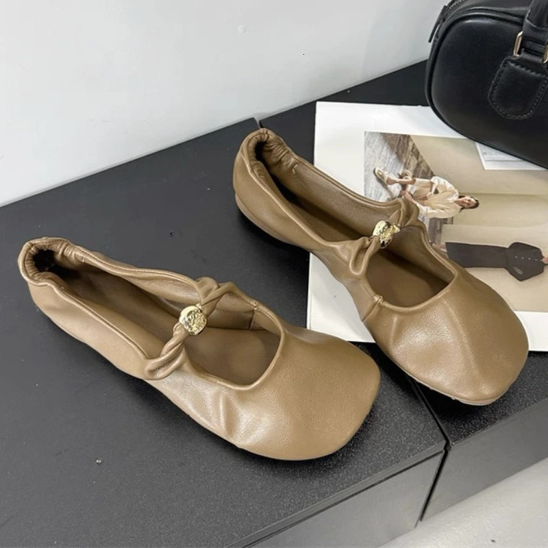 Retro Fashion Mary Jane Shoes Women Comfort Soft Sole Casual Shoes Female Yellow Elegant Flat Shoes Zapatos De Mujer 251017