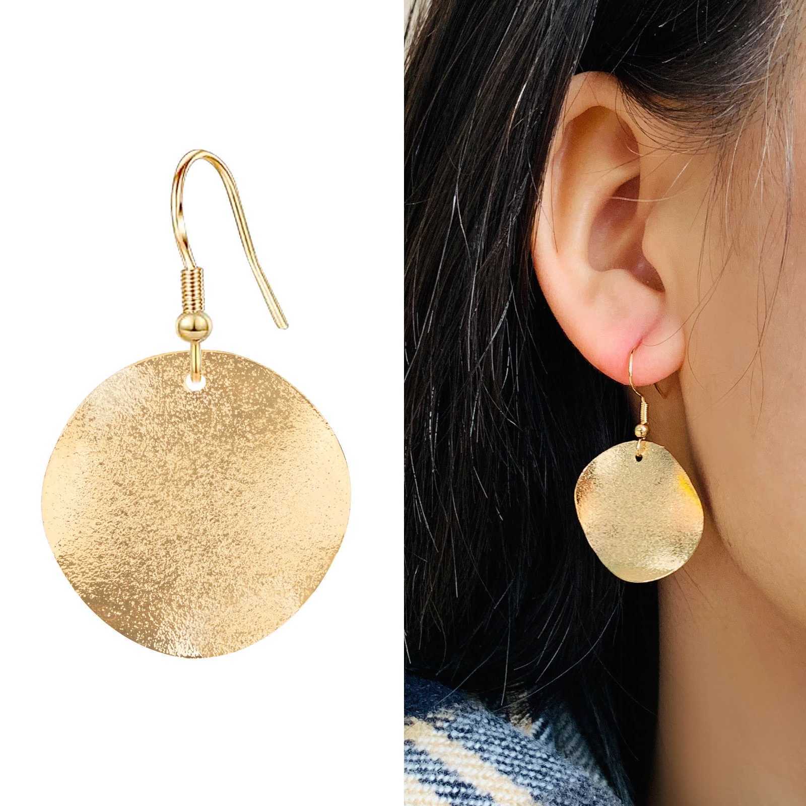 FTCY Irregular Round Drop Earrings for Women Simple Curved Frosted Allergy Resistant Piercing Earrings Jewelry J251021