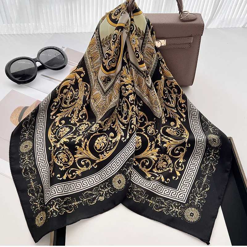 Luxury Brand Neckerchief Silk Feeling Scarf for Women Design Hair Bands Satin Square Headscarf Ribbon Lady Wrist Hand Wrap Shawl W251021