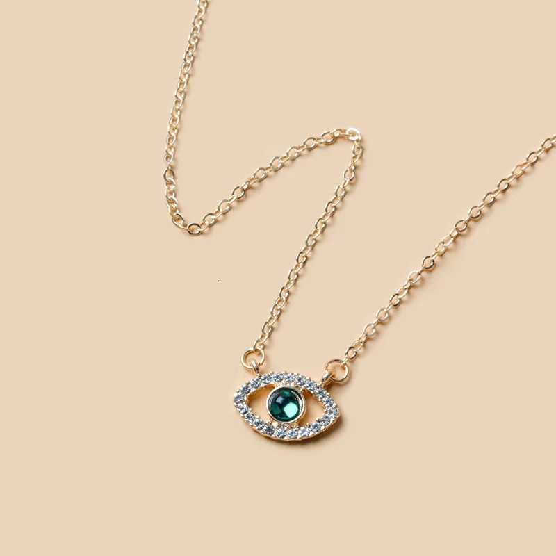 Turkish Lucky Double Layer Palm Evil Eye Pendant Necklace for Women Micro Paved Rhinestone Eye Clavicle Chains Jewelry Gift XJ250717