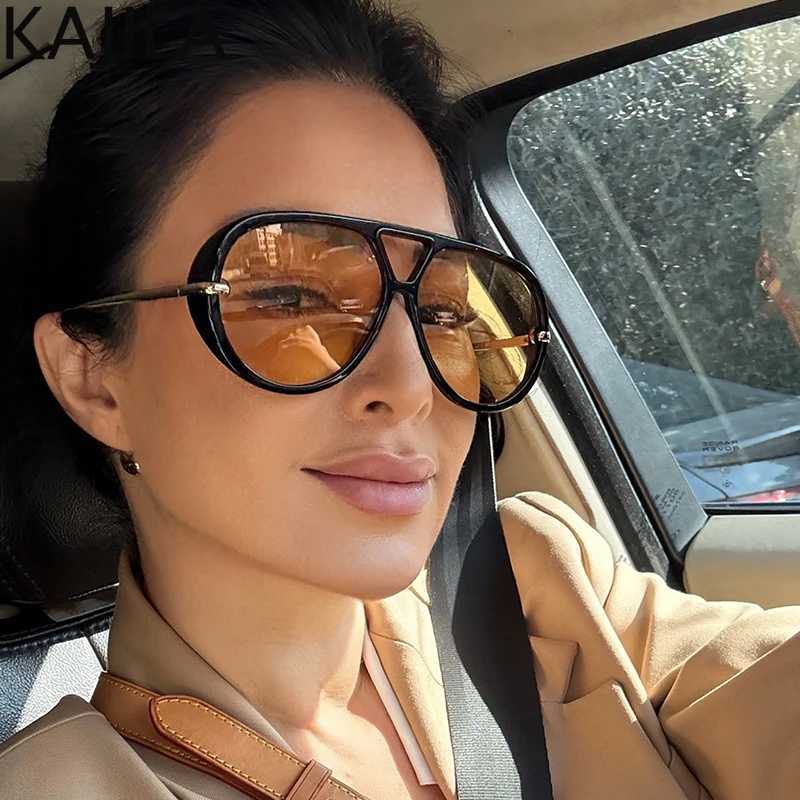 Oversized Pilot Oval Punk Sunglasses Women Big Frame 2025 Luxury Vintage Double Beam Sun Glasses For Lady Outdoor Eyewear UV400 J251114