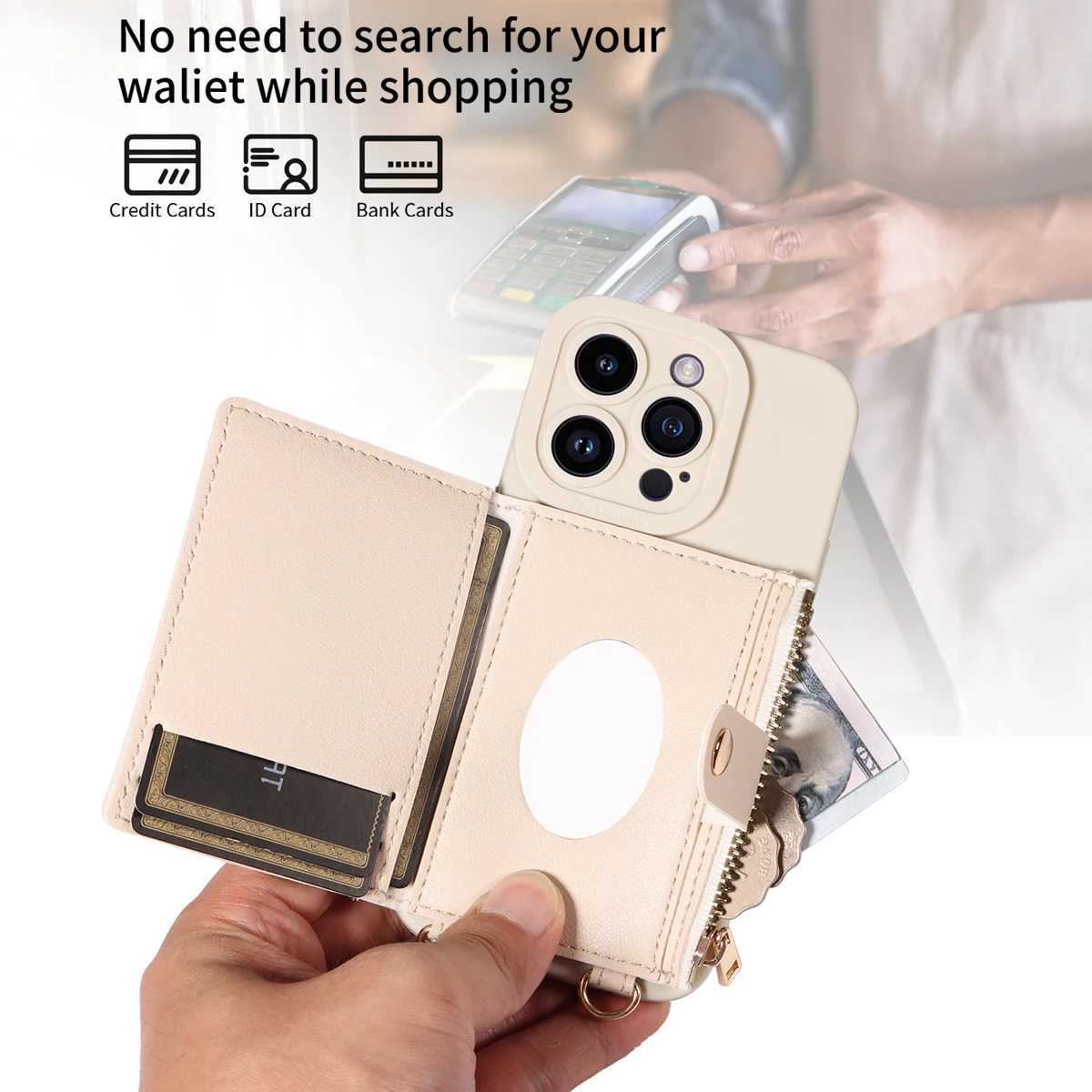 Faux Leather Phone Case for IPhone16promax15 14 13 12 11Plus Mini 7 8plus XSMAX XR Crossbody Antidrop with Mirror Wallet Cover J251114