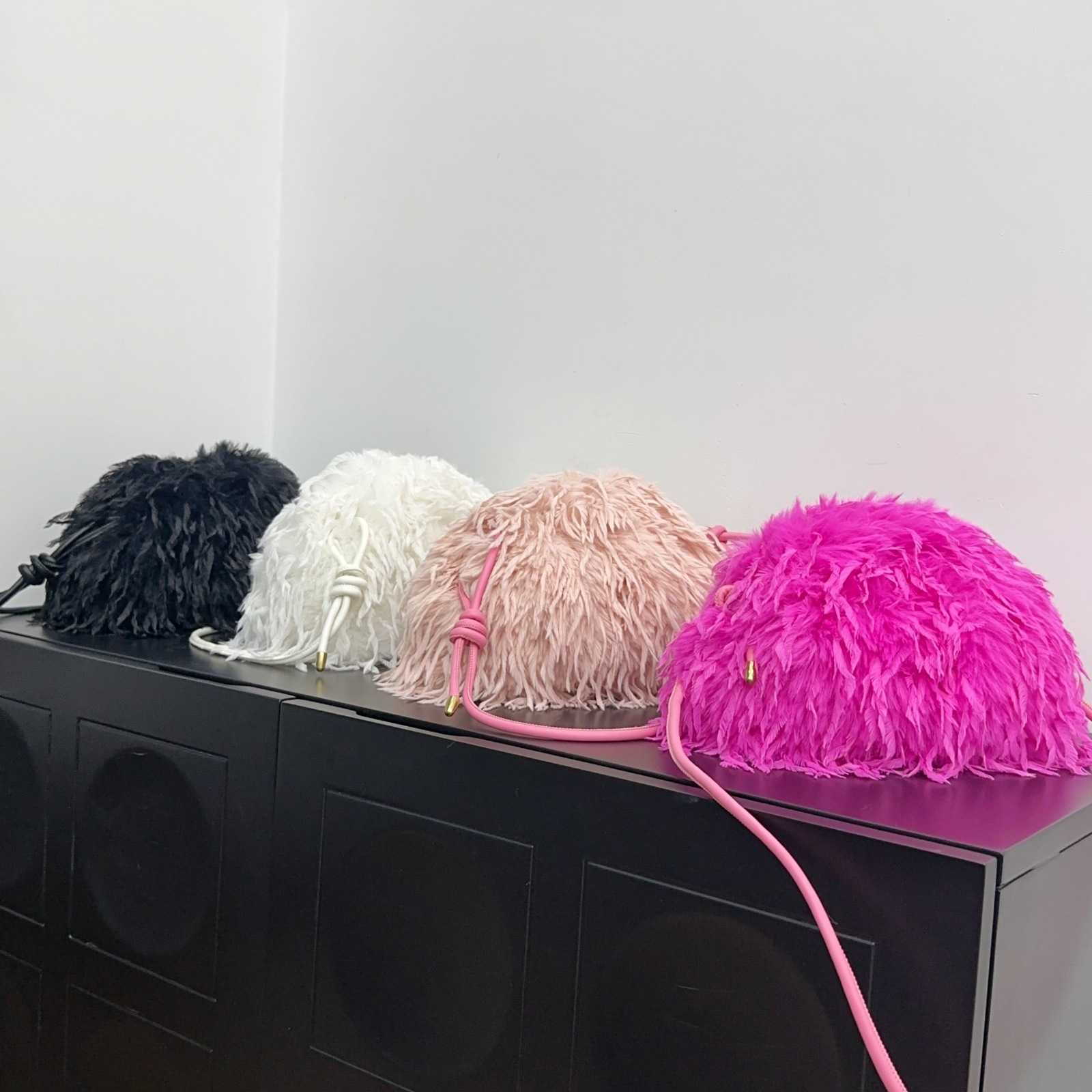 25 New Style Fluffy Bag Feather Cloud Bag Underarm Bag Wrinkled Clutch Bag Plush Fairy Bag 2336#