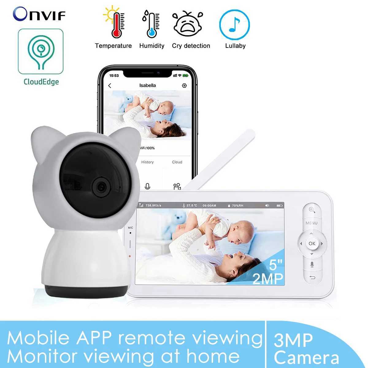 5 3MP Baby Monitor Babyphone Wireles Security Video Camera Bebe Nanny VOX HD Night Vision PTZ Lullabies Temperature Humidity J2511211