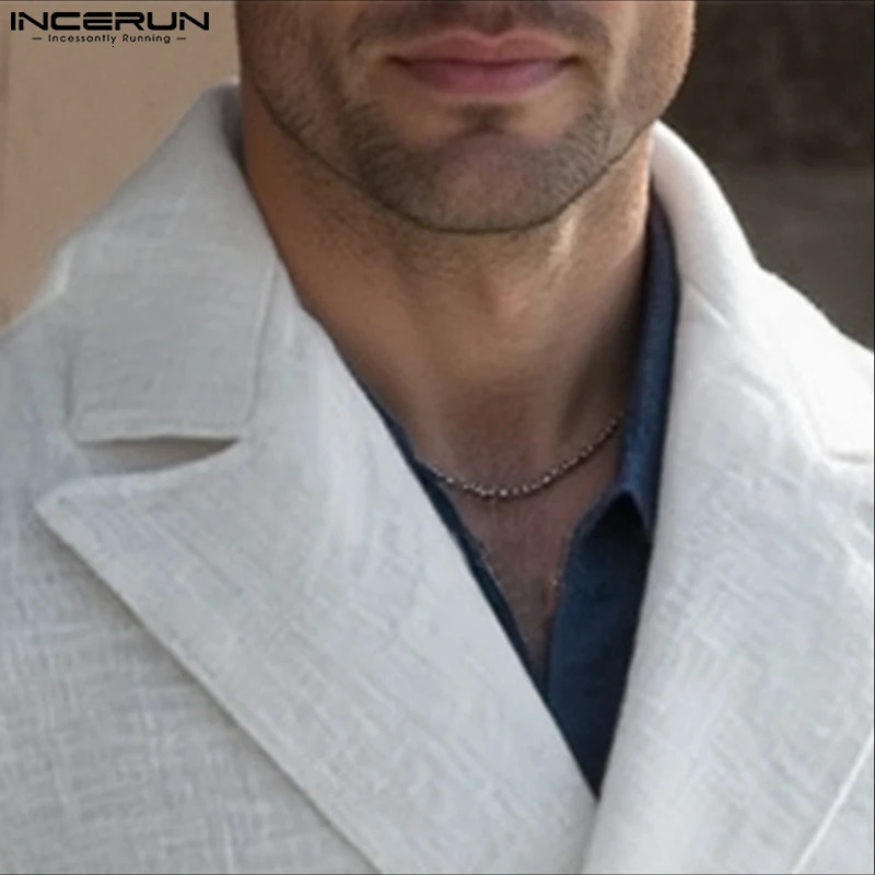 INCERUN Men Blazer Solid Color Lapel Long Sleeve Button Casual Male Suits Streetwear Autumn 2025 Fashion Thin Coats Outerwear 251021