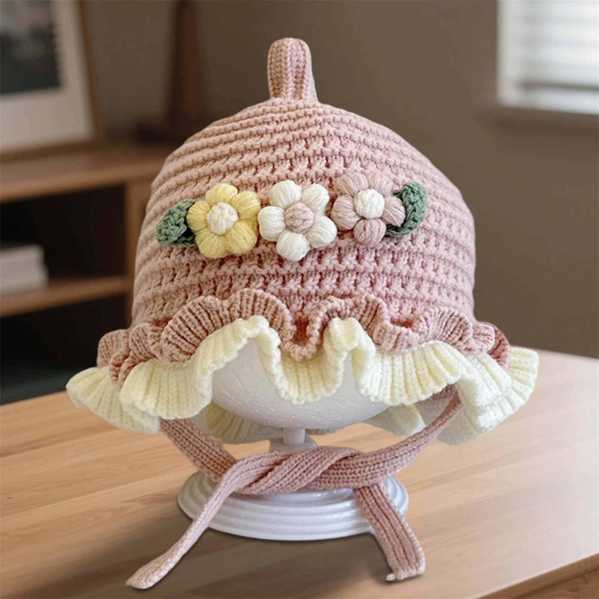 Cute Toddler Girls Pom Beanie Hat with Ear Flaps Warm Knit Winter Cap for Outdoor Activities and Playtime J251021