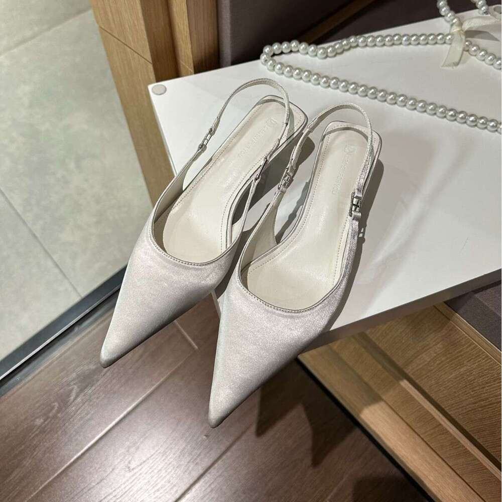 Designer Shoe French Style High Heels for Women Pointed Stiletto 2025 Autumn New Closed Toe Sandals Backless Fairy Shoes