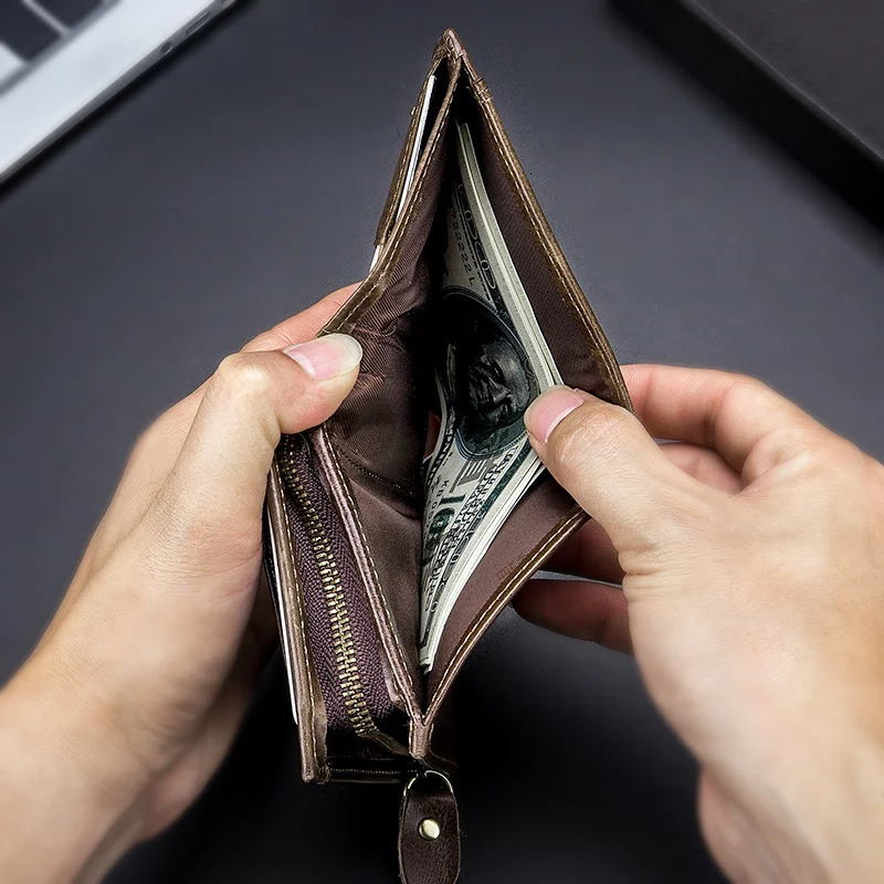 BULLCAPTAIN 100 Genuine Leather Mens Rfid Wallet Multifunctional Storage Bag Coin Purse Wallet Card Case 251013