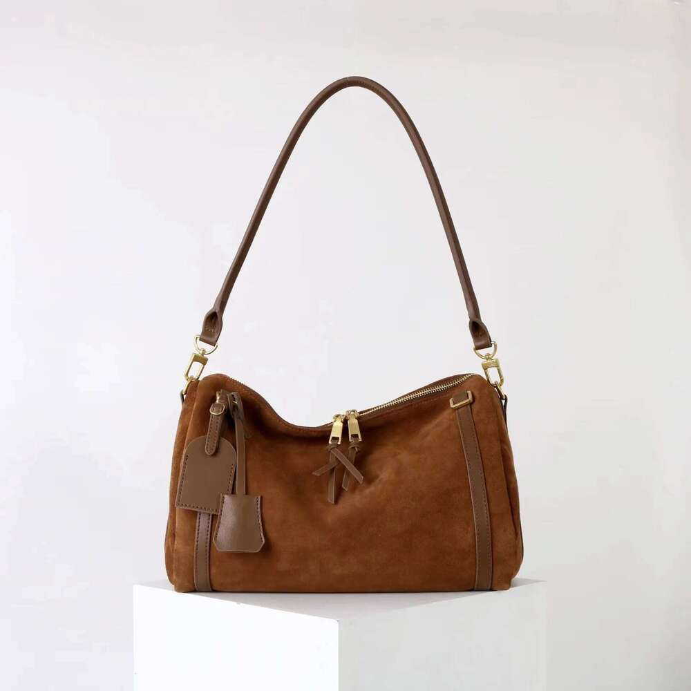 Suede Boston New Niche Design Large Capacity Vintage Frosted Cowhide Crossbody Fashion Women's Shoulder Bag Suotong1021