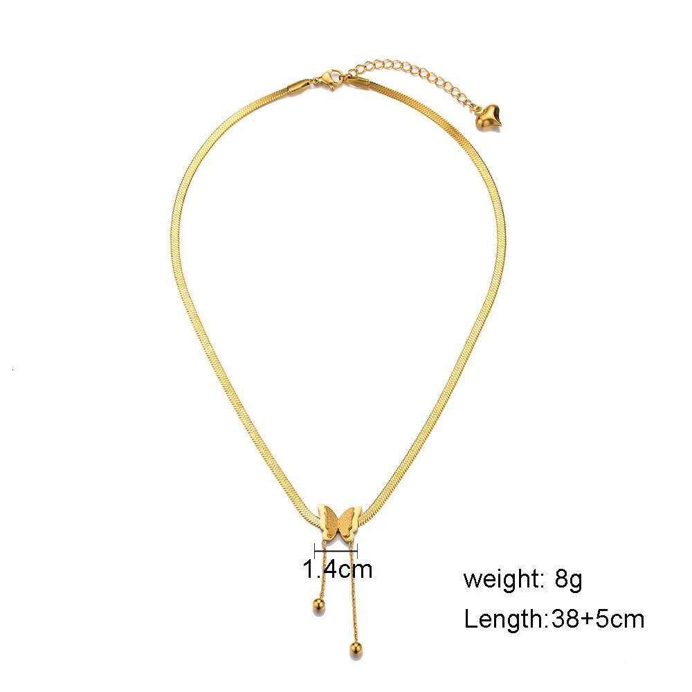 Vintage Butterfly Necklace Golden Stainless Steel Blade Snake Chains Aesthetic Charms Choker Women Jewelry Gift To Mujer