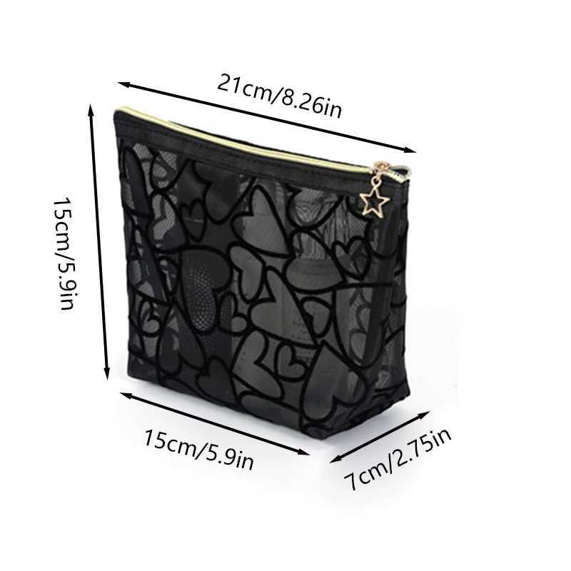 Love style handheld makeup bag travel transparent mesh storage bag travel storage makeup bagW251021