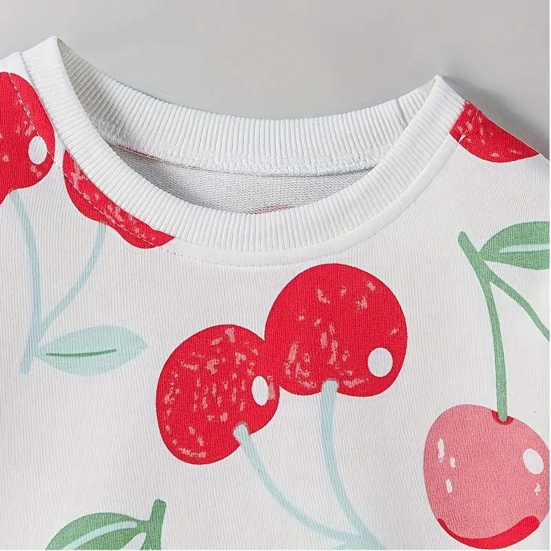Girls Sweatshirts Fashion Cherry Print Pullover for Kids Spring Autumn Long Sleeved Children Tops Baby Tshirts Toddler Outfits 251021