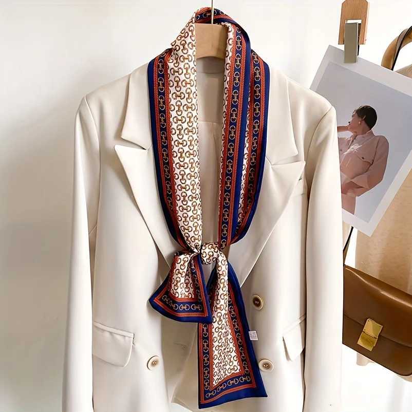 Doub Sided Printed Streamer Scarf Egant Thin Narrow Neck Scarf Profional Shirt Matching Silky Scarf For WenW251021