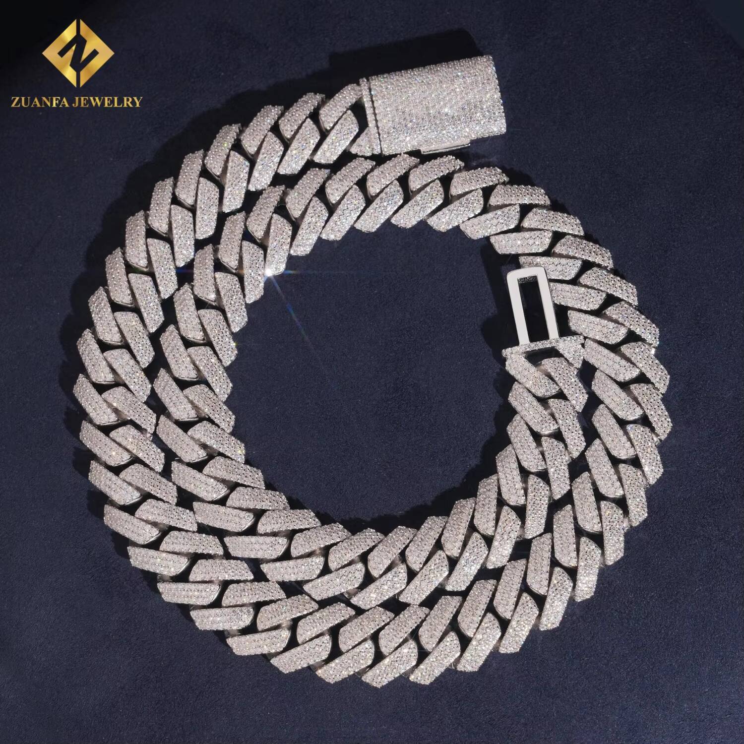 US Warehouse Fine Jewelry Fashion HipHop Style 15mm Cuban Link Chain Necklace 925 Sterling Silver Moissanite Pass Diamond Tester