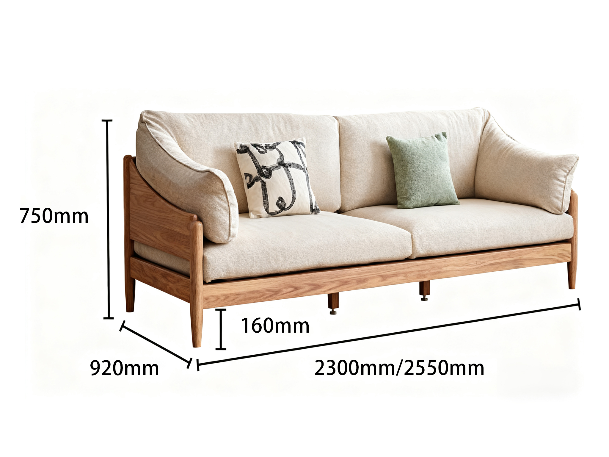 Elegant Solid Wood Upholstered North American Couch