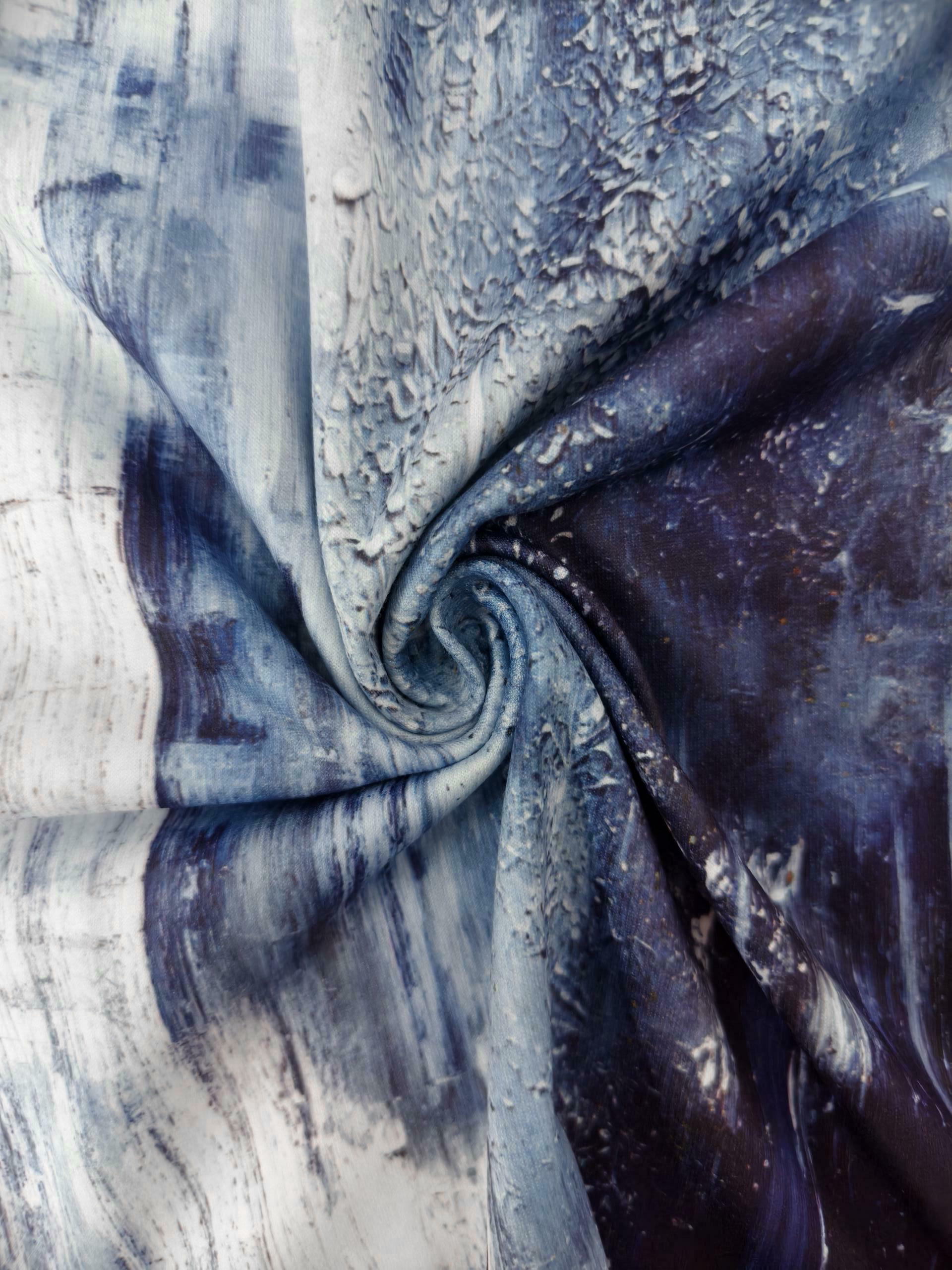 Women's Early Autumn New Full-Body Printed Crew Neck Long Sleeve T-Shirt, Milk Silk Fashion Vacation Women's Top (S-XXL, Blue)-CF53746