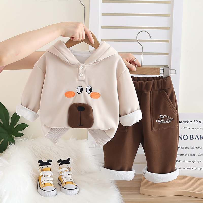 Kids Clothing Sets Cozy Girls Autumn Set 2025, Soft Fleece-Lined Hoodie and Pants 2-Piece, Adorable Outfit for Toddler Girls Free Shipping