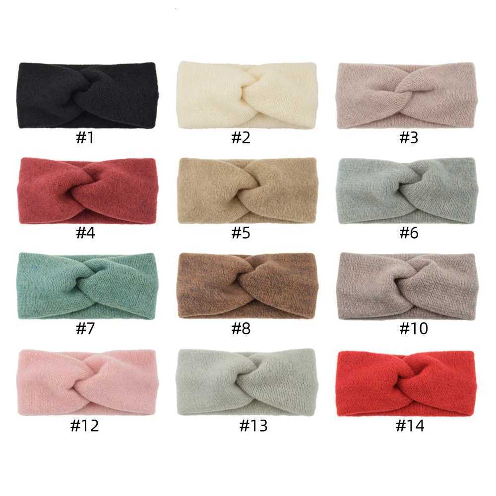 New Wool Knitting Cross Wide Headbands Winter Ear Warmer Soft Elastic Mohair Headwrap Turban For Women Girl Hair AccessoriesW254021