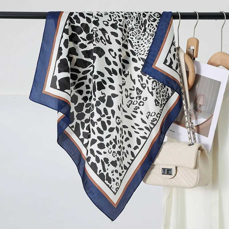70CM New Leopard Print Square Scarf Womens Imitation Silk Scarf Casual Versatile Decoration Small Neck Scarf Hijab W251021