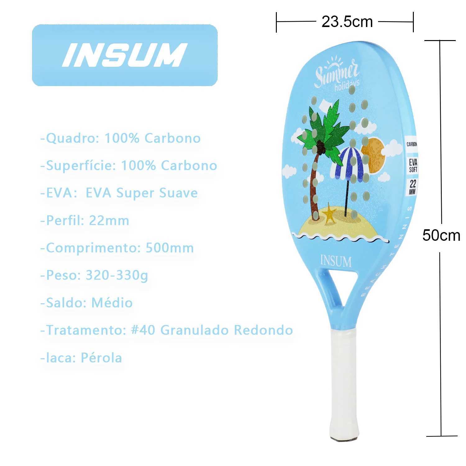 INSUM Training Racket Beach Tennis with Full Carbon Fiber EVA Soft Grip for Beginners Lightweight Raquete Beach Tennis Set W251021