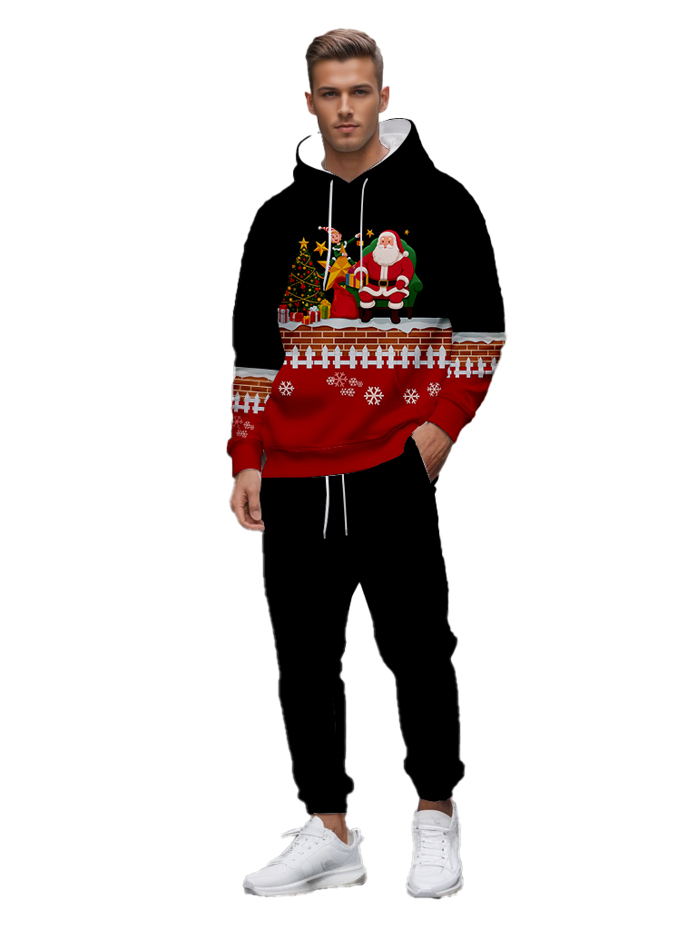 Men's Ankle-Length Knitted Hoodie Casual Outdoor Polyester T-Shirt Long Sleeve Adjustable Drawstring Hood Autumn Wear - LMWY00191