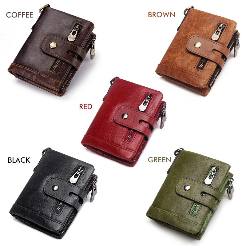 Fashion Women Wallet Genuine Leather Female Clutch Wallets Hasp Double Zipper Short Coin Pocket ID Card Holder Purse 251023