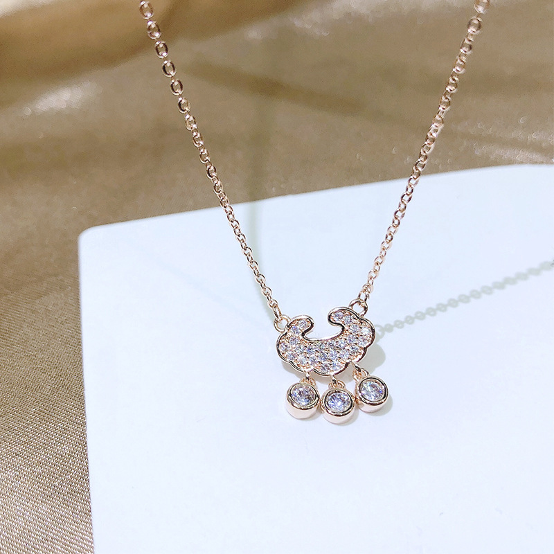 Necklace for women Fashionable gold-plated necklace women's zircon fish tail bow shell collarbone chain free shipping Valentine's Day gift