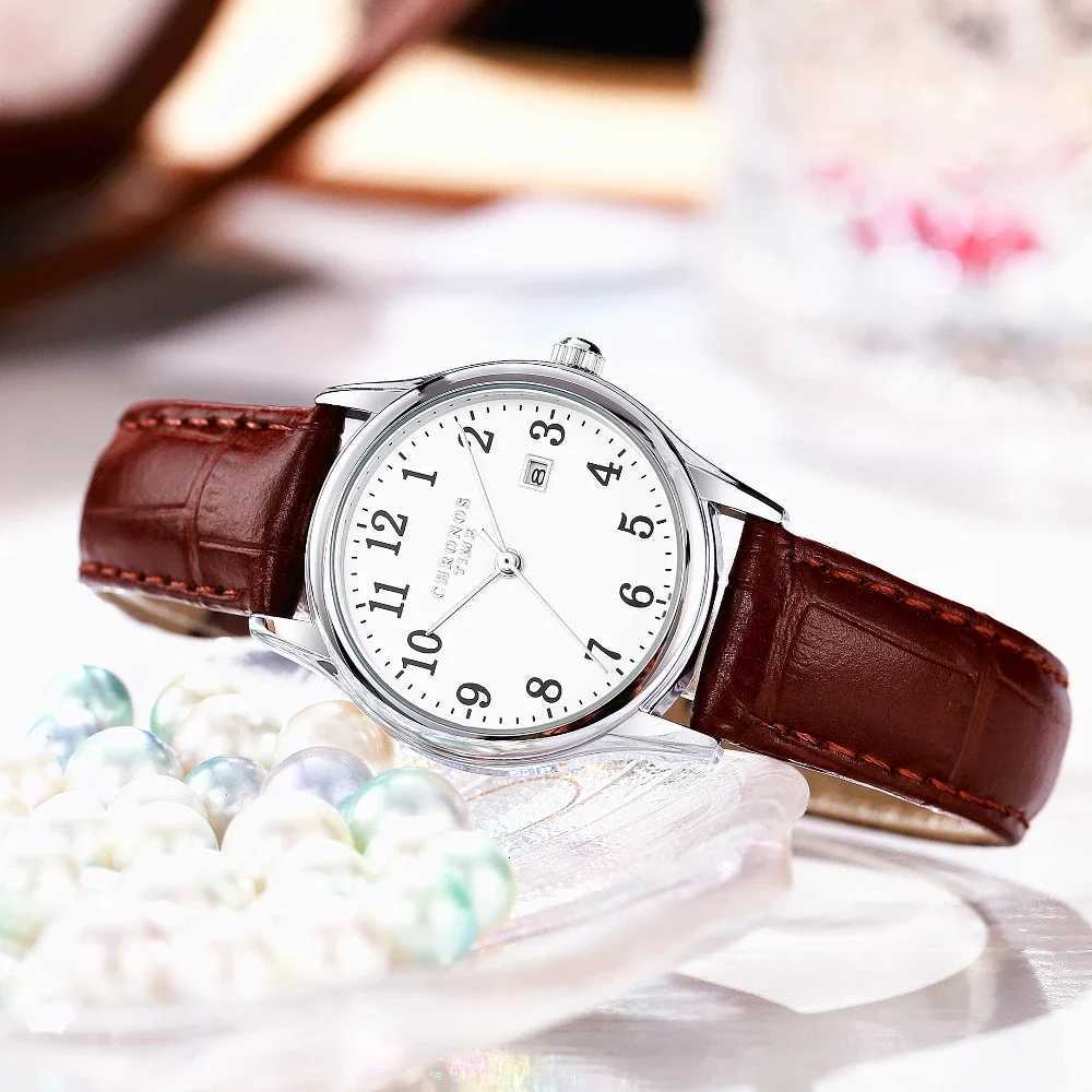 CHRONOS Casual Women Leather Stainl Steel Waterproof Ladies Quartz Elegant Wrist with Auto Date relojboxXJ251021