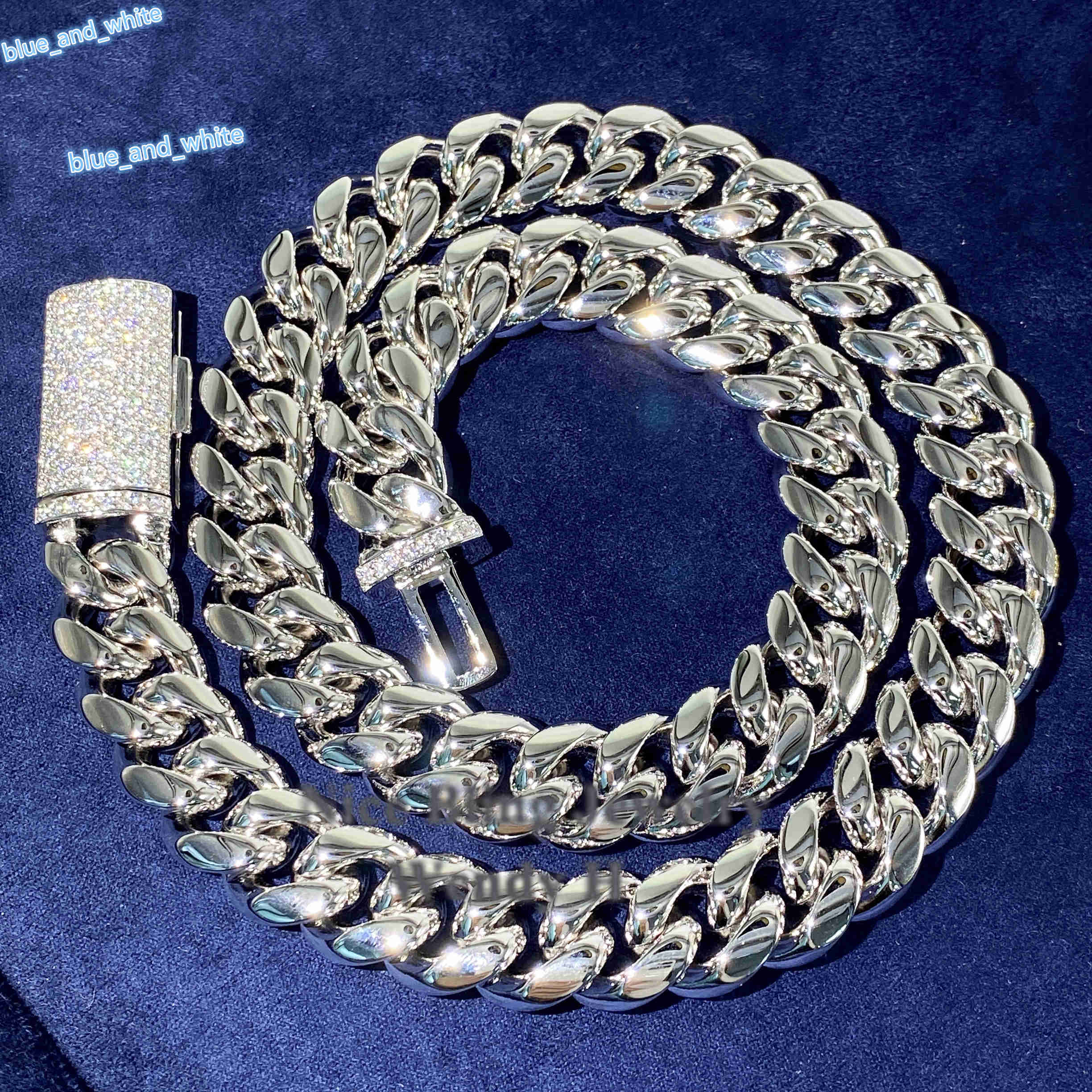 Hip Hop Iced Out Moissanite Diamond Clasp 8mm 10mm 12mm 14mm Stainless Steel Pvd Gold Plated Miami Cuban Link Chain