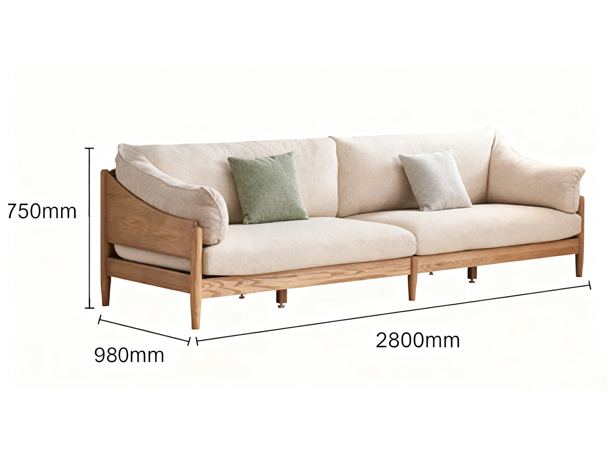 Elegant Solid Wood Upholstered North American Couch