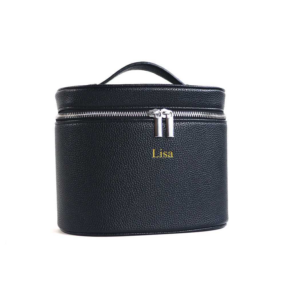 Largecapacity PU leather cosmetic box with internal storage box customizable names and letters travel portable cosmetic bagW251021