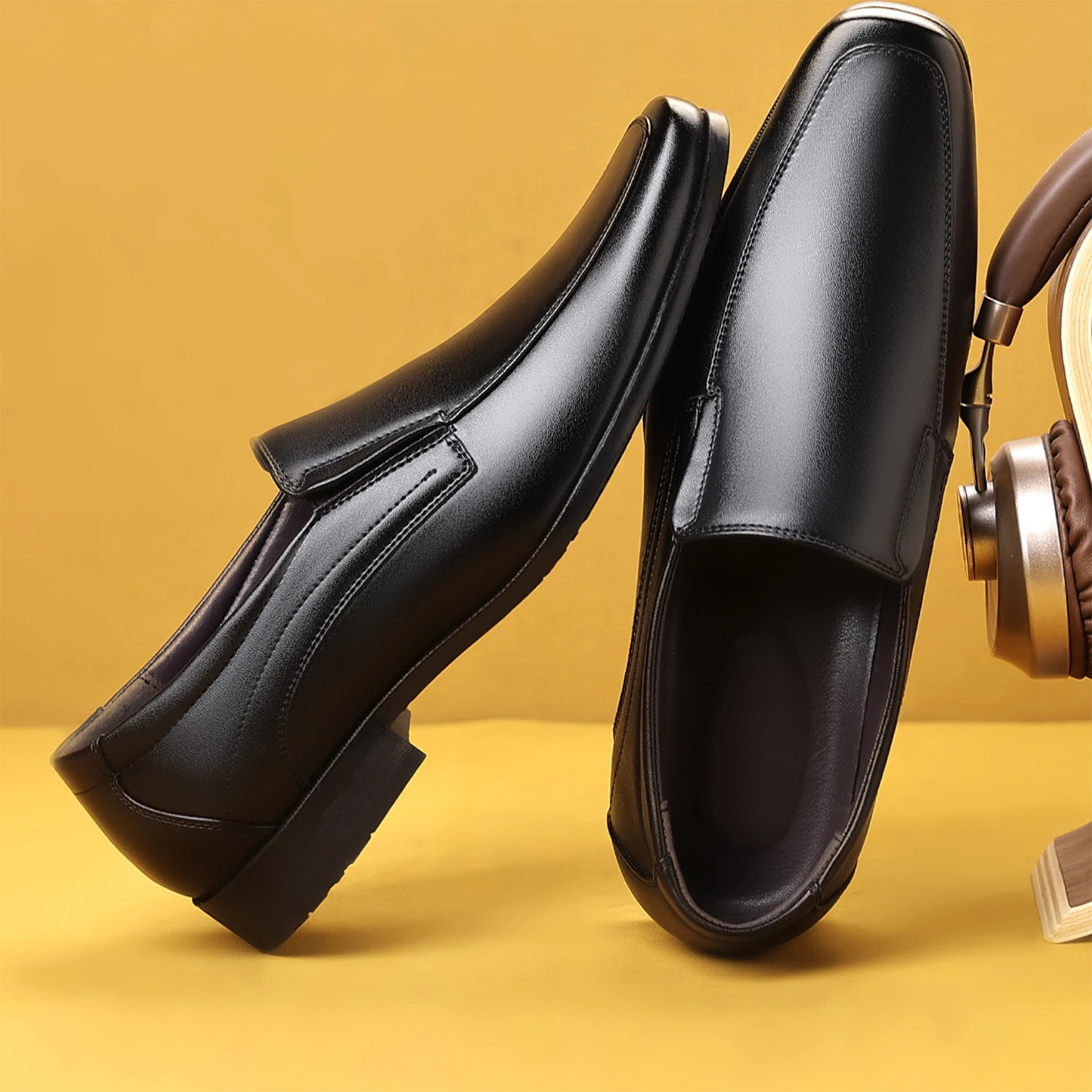 Mens SlipOn Loafers Formal Dress Shoes Square Toe Modern Bussiness Oxford Shoes 251021