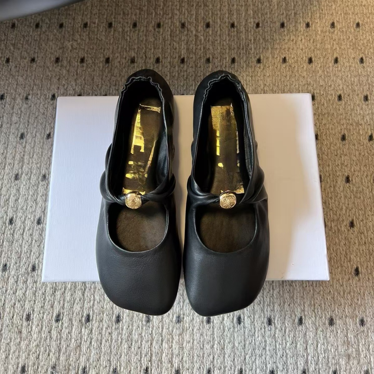 Women's Genuine Leather Flats Soft Sole Square Toe Fold Flat Shoes Casual Low Heel Slip-Ons for Daily Wear