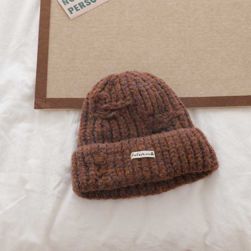 New Autumn Winter Slimming Winter Ear Protection Warm Stylish Versatile Casual Knitted Hat Beanie Large Head Circumference H251020