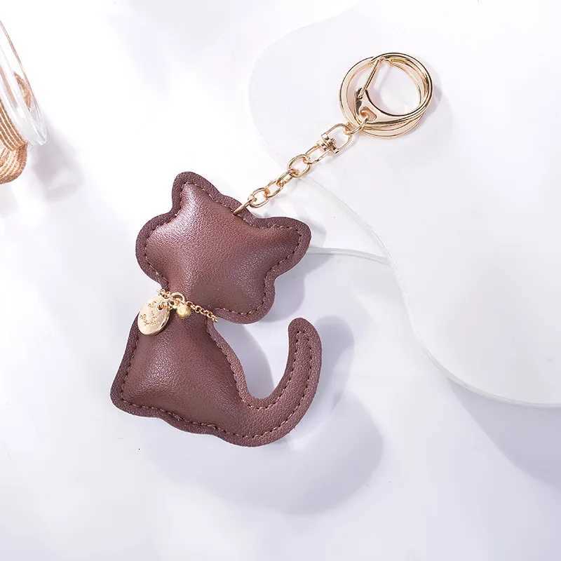 PU Leather Cute Cat Key Chain Fashion Kitten Shape Keychain Women Car Key Holder Home Key Ring Charm Bag Car Pendant Gift W251021