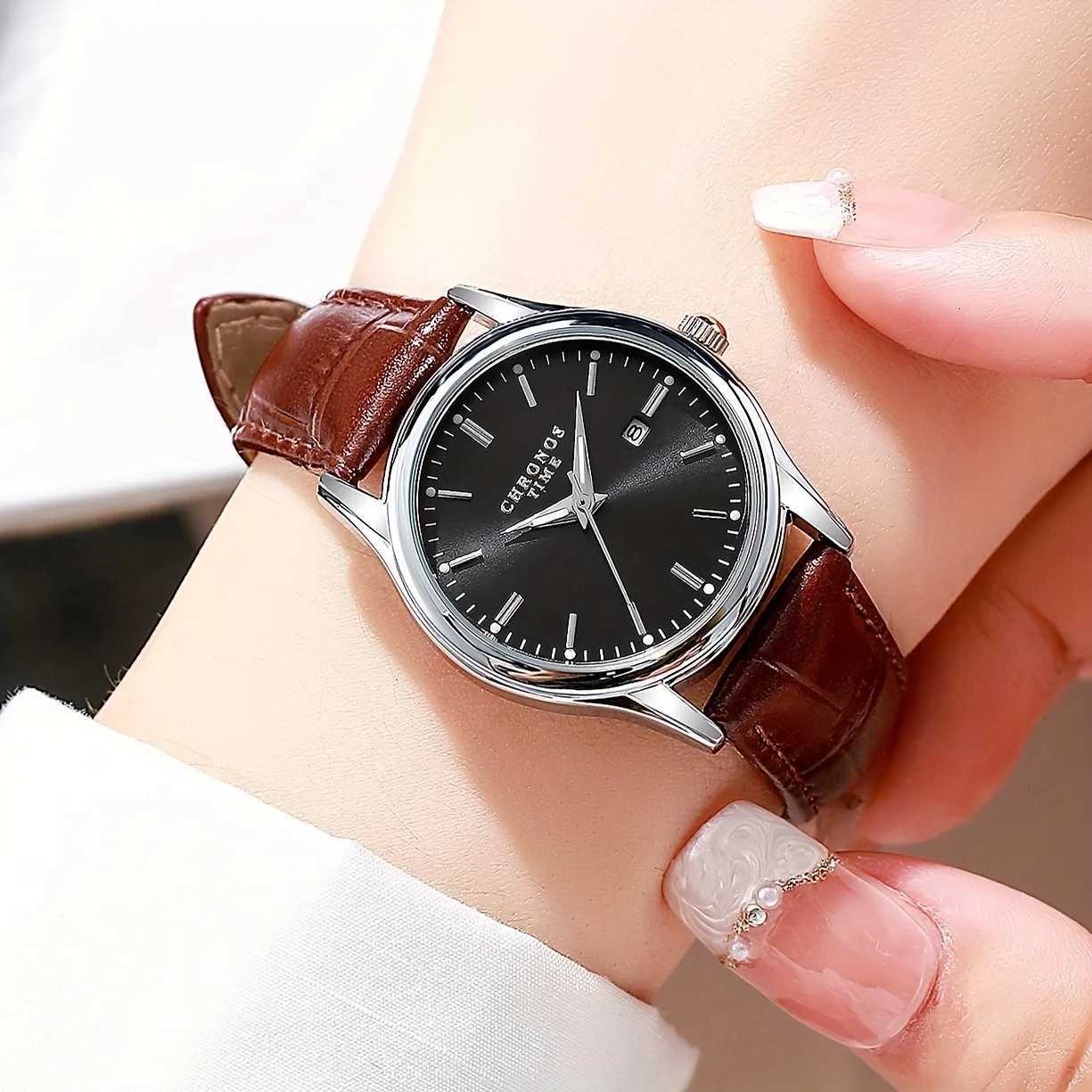 CHRONOS Womens Fashion Elegant Leather Str Calendar Quartz es for Daily Work Travel Tren Womens StudentXJ251021