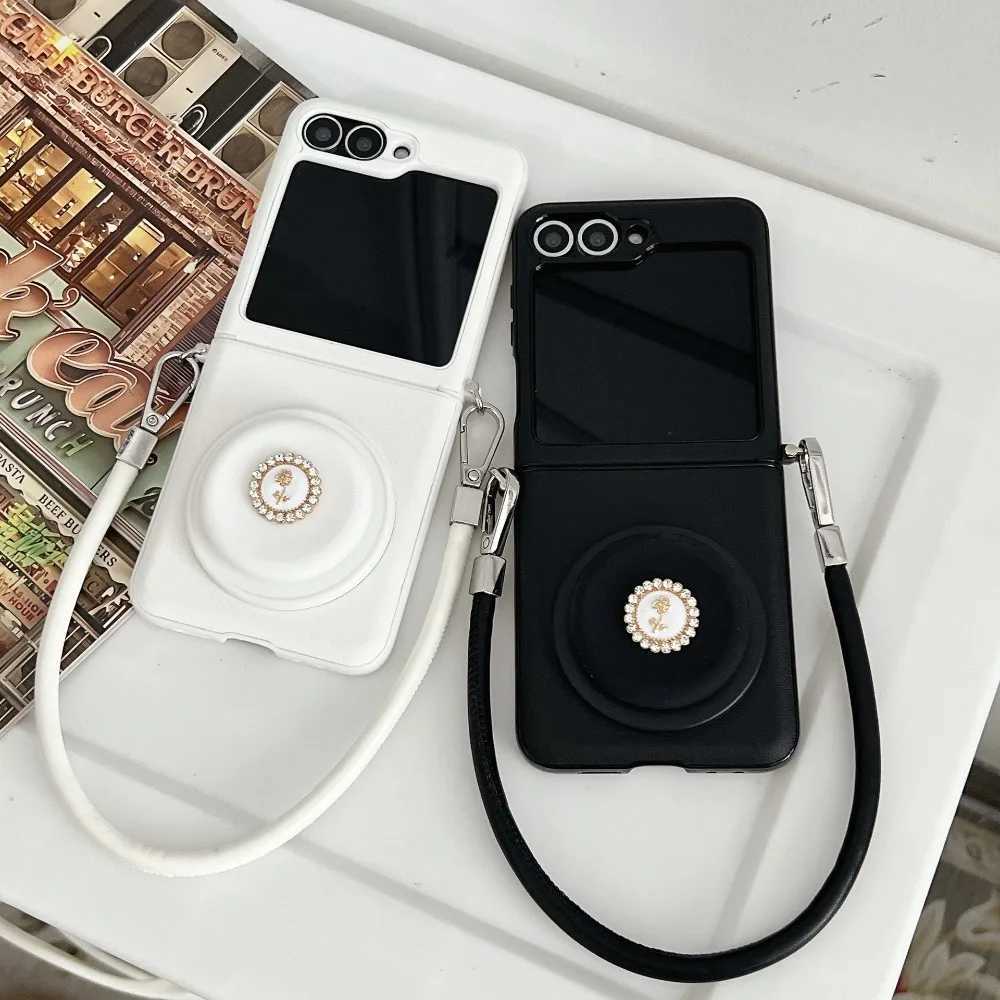For Magnetic Phone Case with Rose Holder Hinge Protection Wrist Strap for Galaxy Z Flip 7 FE 6 5 4 3 5G Cover J251114